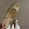 Sandalias Cerradas de Dedo Tejidas Huecas Estilo Francés de Piel de Oveja para Mujer, Estilo Vacaciones de Verano, Tira Fina, Talón Abierto, Sandalias Romanas de Tacón Bajo