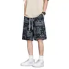 Shorts de Praia Masculino Plus Size Verão Seda de Gelo Fino Floral Solto Tendência Casual Casa Cinco Pontos Secagem Rápida