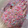 Múltiples Tipos de Lentejuelas, Brillantina de Colores de Forma Irregular, Accesorios Decorativos con Pegamento Multicolores, Polvo de Brillantina Láser de Estrella de Cinco Puntas para Manualidades
