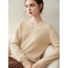 Camiseta de punto de cachemira 100% pura lista para usar de primera línea para mujer, cuello en V, suave y cerosa, agradable a la piel, suéter de punto de manga larga para mujer
