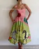Vestido de tirantes casual, elegante y a la moda, estampado digital nuevo, transfronterizo, vestido de verano para mujer