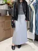 Meia-saia esportiva preta com cordão, modeladora, casual, novo estilo de outono, cintura alta, reta, elástica, com fenda e drapeada para mulheres