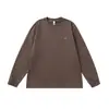 Suéter G-stone de metal com etiqueta, manga longa, masculino, gola redonda, cor sólida, minimalista, texturizado, corte solto