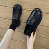 Sapatos Pretos de Couro com Solado Macio para Mulheres 2026 Novo Estilo Sapatos de Trabalho de Calçar Estilo Britânico Mocassins Sapatos Baixos Versátil