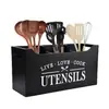 Caja de Almacenamiento de Madera Estilo Europeo para Cuchillo y Tenedor Organizador de Utensilios de Cocina Caja de Almacenamiento de Cuchillo, Tenedor, Cuchara y Palillos Estilo Occidental