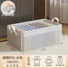 Caixa Organizadora Transparente para Roupas Domésticas Caixa de Armazenamento de Brinquedos Cesto de Armazenamento para Guarda-Roupa de Quarto Artefato de Armazenamento de Grande Capacidade