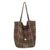 Bolso de Lona a Cuadros para Mujer 2025 Otoño e Invierno Nuevo Bolso Tote Casual de Gran Capacidad Bolso Bandolera Estilo Perezoso