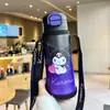 Termo de Paja Kuromi Sanrio para Niños, Taza de Agua Portátil con Popote para Niñas, Estudiantes de Primaria para Ir a la Escuela