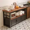 Rack de Cozinha Multifuncional Mesa de Corte de Legumes Bancada Armário de Chão Multicamadas Pratos Forno de Micro-ondas Armazenamento Armário Lateral