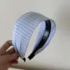 Anillo para el Cabello de Intestino Grande de Encaje Rayado Azul para Niña Coreana Banda para el Cabello de Bola Doble Capa para Mujer Pinzas para el Cabello Diadema Retro Adorno para la Cabeza