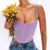 Ropa de Mujer Europea y Americana 2022 Verano Amazon Explosiones Moda Espina de Pescado Cuello Cuadrado Ombligo Corto Ropa Exterior Top de Tirantes Mujer
