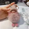 Lindo suave llavero de muñeca linda creativo accesorios de flor eterna de piel de conejo Rex colgante para bolsa de coche pequeño regalo al por mayor