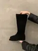 Primeiro Encontro Temporada Botas Rasas Retrô Botas Longas Sapatos Femininos 2026 Outono/Inverno Novas Simples Versáteis Botas de Equitação Botas Longas