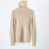 [Sem devoluções ou trocas para itens com desconto] Suéter de malha gola alta manga longa feminino slim fit 100% lã pura sem costura