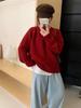 Otoño e Invierno nuevo estilo coreano retro color caramelo glutinoso suave jersey de punto holgado para mujer de cuello redondo grueso