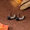 Cadena de Clavícula Sonrisa de Plata de Ley S925 Perla Natural Ágata Roja Ágata Negra Collar Versátil para Mujer Joyería Sencilla de Moda con Piedras Preciosas