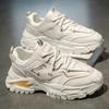 Sapatos Masculinos Outono Tendência Versátil Trabalho Exterior Caminhada Tênis Casual Retro Sola Grossa Aumento de Altura Sapatos de Pai