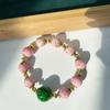 Pulsera, collar y cadena de suéter occidental redondo de material antiguo con esmalte de piel de rana rosa de época de mediados de la antigüedad, accesorios vintage