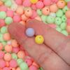 Cuentas retro de colores TikTok, material para manualidades, tarjeta de pintura de goma mate, 10 cuentas redondas, cuentas de goma con agujero recto, cuentas espaciadoras de plástico