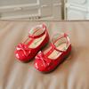 Zapatos de Bebé Nuevos para Primavera y Otoño para Mujer Zapatos de Princesa de Charol Niños Pequeños de Edad Media y Niñas Estilo Coreano Zapatos de Cuero Rojos con Forma de T con Suela Suave