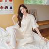 Pijamas mulheres verão manga curta de manga comprida terno de duas peças 2023 novo fino cool francês home wear pode ser usado fora Atacado