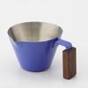 Taza de café concentrado italiano 100ml oz taza acero inoxidable taza de extracción morada mango de madera de nogal taza de líquido de café