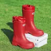Botas de chuva fashion quentes de cano médio para adultos, novas botas de borracha impermeáveis antiderrapantes com cordão, botas curtas resistentes ao desgaste, sapatos d'água espessados