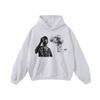 Tops de Gola Redonda Estampados com Retrato Hip-Hop Rap Street Retro Europeu e Americano para Homens e Mulheres Moletons Vintage Lavados