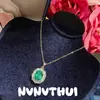 Joyas Turmalina Lago Azul Esmeralda Girasol Collar Tachonado con Diamantes Conjunto de Joyas para Boda Aretes Florales Bud-Verde Neón