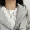 Collar con cara sonriente, acero de titanio, resistente a la decoloración, simple, con red de viento frío, popular cadena de clavícula, personalidad, cadena de suéter de nicho, moda femenina