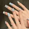 [Samba Apaixonado] Unhas Postiças Wearable Florais Esculpidas e Pintadas Estilo Europeu e Americano Bico Curto Estéreo para Unhas Atacado Produtos Acabados