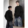 Camisa Base Masculina de Pelúcia Dupla Face com Gola Meia-Alta Outono Inverno Espessada Quente Temperatura Constante Manga Longa Camiseta Roupa Íntima Moletom