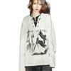 Sudadera de Manga Larga con Diseño Personalizado Estilo Ins Color Contrastante Retro para Hombre Versátil Americana Holgada Falsa de Dos Piezas Moderna Negra