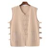 Chaleco de Algodón y Lino de Verano Traje Tang de Aliexpress Chaleco sin Mangas para Hombre Estilo Chino Chaleco Holgado Retro para Hombre Chaqueta Mandarín
