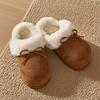 Zuecos Birkenstock de Invierno Cálidos con Suela Gruesa y Aumento de Altura, Estilo Coreano con Lazo, Calzado para Exteriores, Pantuflas de Algodón Felpudas para Mujer Ins