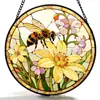 Colgante de Cristal de Abeja y Flor Amarilla Transfronterizo, Decoración de Cristal para el Hogar, Decoración de Ventana, Atrapasoles para Jardín