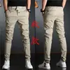 Calças Jogger Cargo Masculinas Casuais Diárias para Uso Externo, Caminhada, Escalada, Pesca, Slim Fit, Tecido de Seda Gelada, Roupa de Trabalho, Calças de Marca