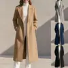 Otoño/Invierno 2026 Nuevo Estilo Transfronterizo Ropa para Mujer Europea y Americana Temperamento Elegante Abrigo de Lana con Abertura Trasera Muy Larga Chaqueta Mujer