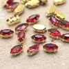 10 Piezas de Strass de Garra Cosidos a Mano de Ojo de Caballo Pequeño de 4x8mm con Base Dorada y Agujeros para Decoración de Zapatos y Cuellos de Ropa, Botones de Strass para Bolsos