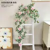 Guirnalda de Rosas Artificiales Flor Falsa Decoración de Conducto de Aire Acondicionado Cubierta de Enredadera Planta de Enredadera de Plástico Paisajismo Techo Pared