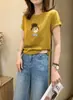 Camiseta de algodón acanalado de trece filas, fuente física, para mujer, directo de fábrica, top de manga corta ajustado, exclusivo de venta al por mayor de verano