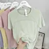 Camiseta Esportiva Lulu Bling Refrescante de Secagem Rápida para Mulheres, Sem Costura Manga Curta para Yoga com Toque Amigo da Pele