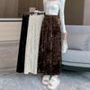 Falda Larga de Terciopelo Tie-Dye Elástica de Cintura para Mujer, Estilo Otoño e Invierno Nuevo, Estilo Retro, Sensación de Alta Gama, Estilizadora de Forma de Campana, Transfronteriza