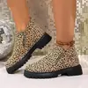 Botas curtas estilo europeu e americano, nova coleção de outono, tamanho grande, salto grosso, estampa de leopardo, bico fino, corte baixo, fashion, versátil, sapatos femininos vintage atacado