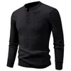 Suéter masculino popular 2026 transfronteiriço, novo padrão torcido outono e inverno, moda solta, gola V, camisa base versátil