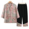 Camisas de Manga Curta de Verão para Pessoas de Meia-Idade e Idosos, Conjuntos para Avós, Mães de 70 Anos e Senhoras Idosas, Camisas com Gola Alta, Tops Estilo Chinês