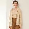 Outono e inverno novo cashmere com capuz malha cardigan duplo zíper com bolso cor sólida suéter macio cera jaqueta para mulheres