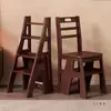 Escada Taburete de Madeira Maciça Doméstica Dobrável Escada Cadeira de Uso Duplo Cozinha Escalada Estável Multifuncional Escada Taburete de Degrau