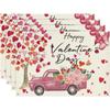 Fábrica de Origen Amazon Transfronterizo Día de San Valentín Individual Amor Estampado Lino Mesa Decorativo Antimanchas Aislamiento Térmico Individual