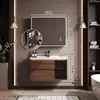 Set de Gabinetes de Baño Gesili Estilo Vintage con Lavabo Integrado de Cerámica y Madera de Nogal para Baño